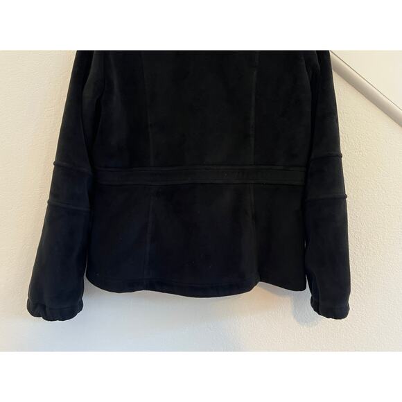 Kristen Blake Plush Fleece Zip Up Jacket Womens Medium Black Velour Cinch Waist - Picture 12 of 16